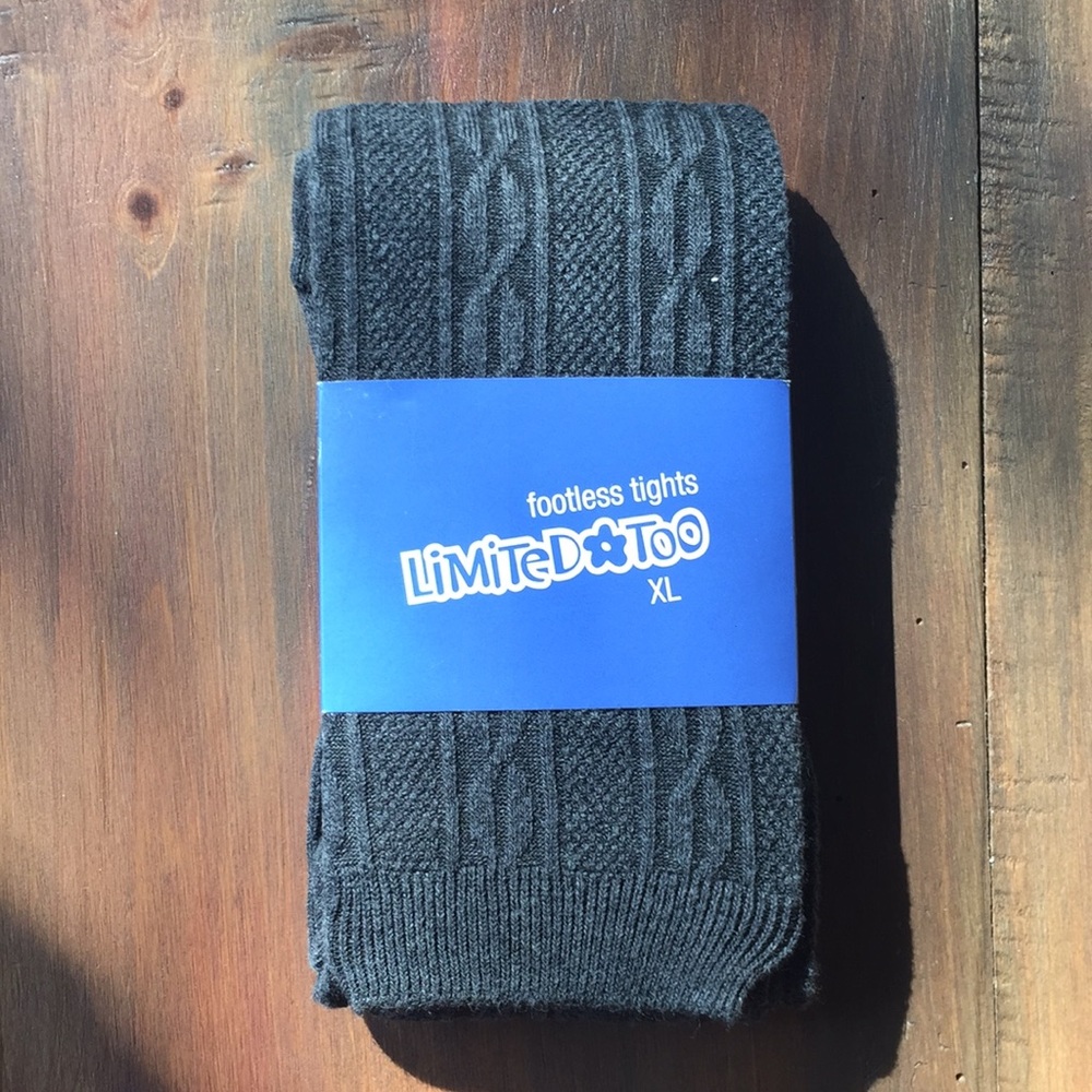 Limited Too Footless Tights - Grey Cable Knit - XL